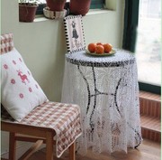 Vintage Hand Crochet White Round Cotton Table Cloth 04